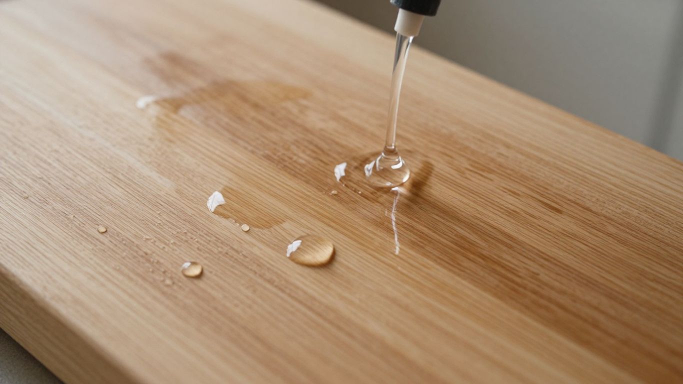 Water-based wood coating applied to a wooden surface.