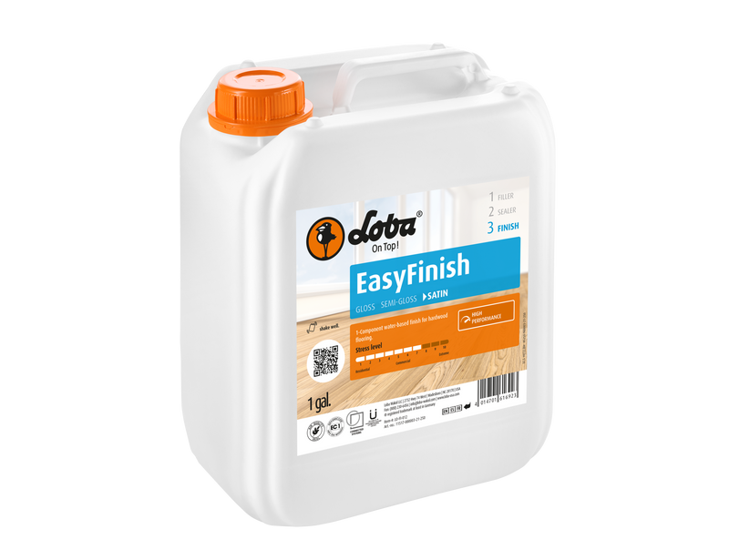 LOBA water-based hardwood floor finish application on oak flooring