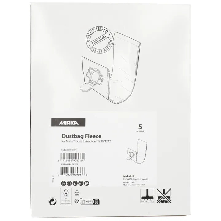 Mirka-Fleece dust bags for Dust Extractor 1230/1242, 5/PKG