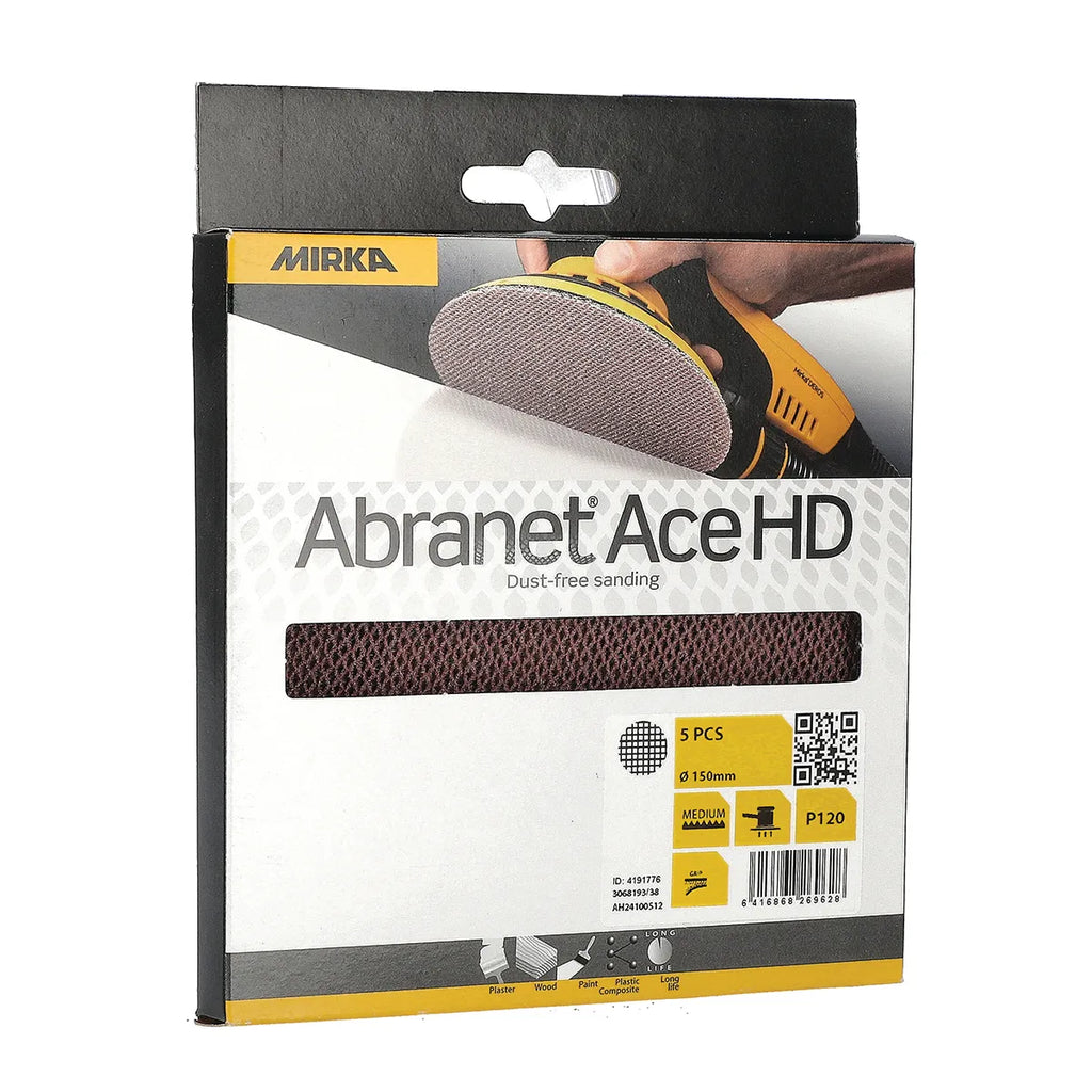 Mirka ABRANET ACE HD 6" Grip P120, 5/Pack AH-241-120RP