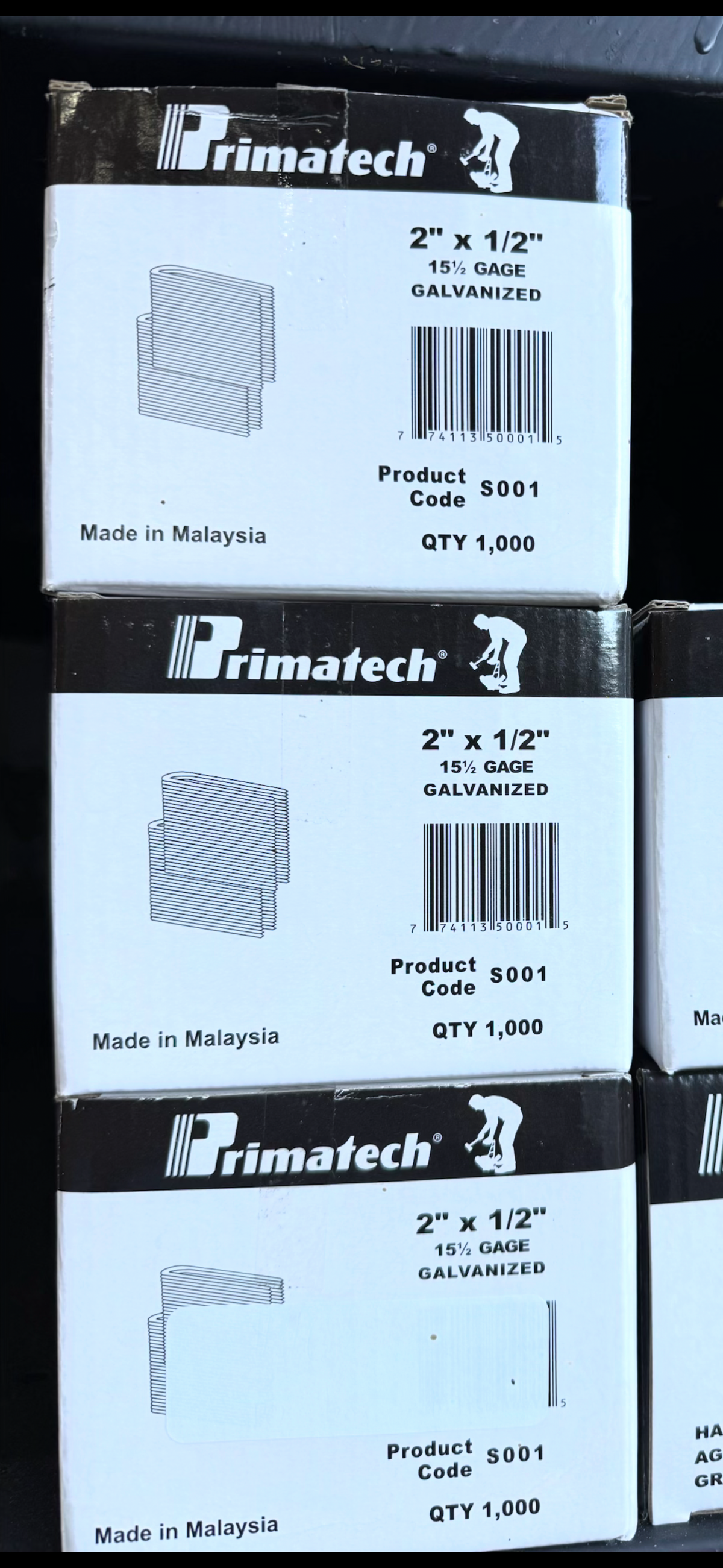 Primatech 2” x 1/2” Staples 15.5 Gage (QTY 1,000)