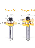 Newdeli Tongue and Groove Router Bit Set 1/4 Inch or 1/2” Shank - 2pcs Router Bits for 3/4" Stock, 1/2" Cutting Depth - T Shape 3 Teeth Wood Milling Cutter Woodworking Tool 1 2"