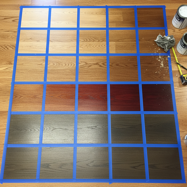 more like custom stain options on a hardwood floor taped off in a grid